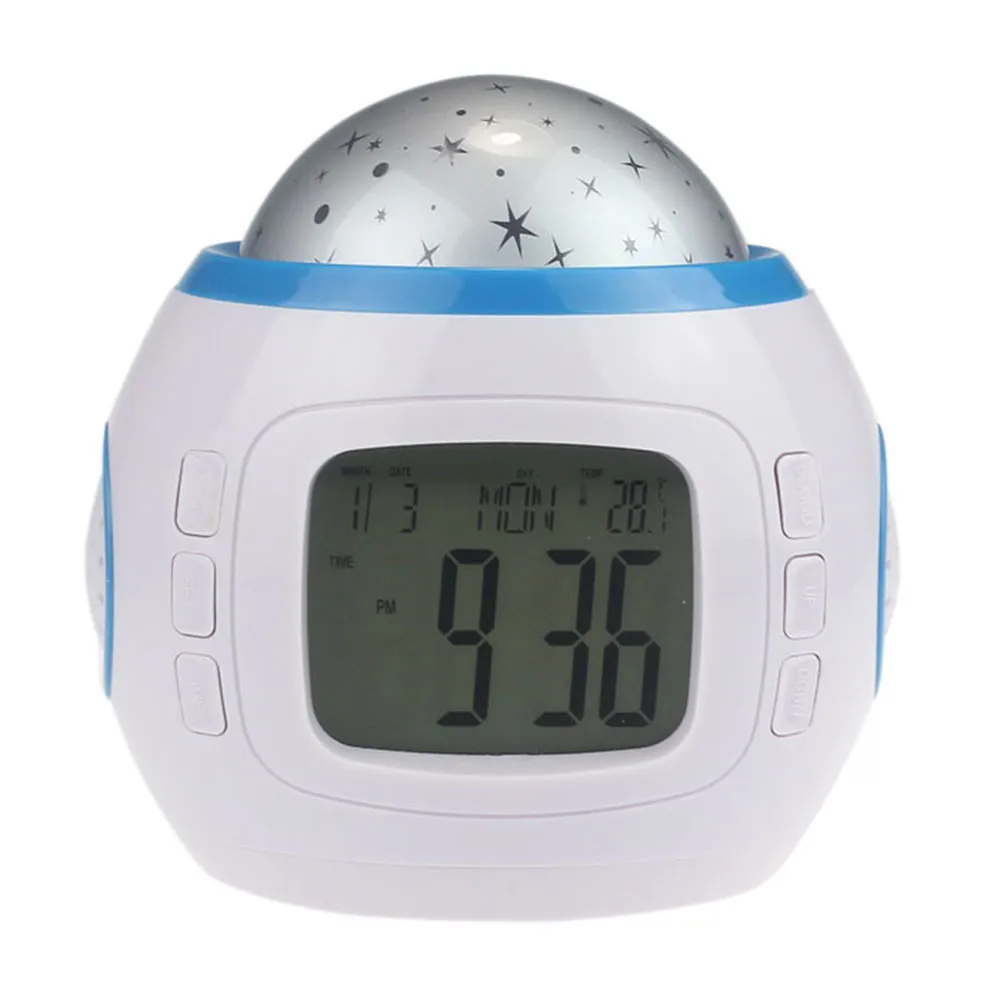 Aimecor музыкальный светодиодный Звездный небо проекционный цифровой будильник часы с календарем Themometer дети крутой пейзаж Z30327