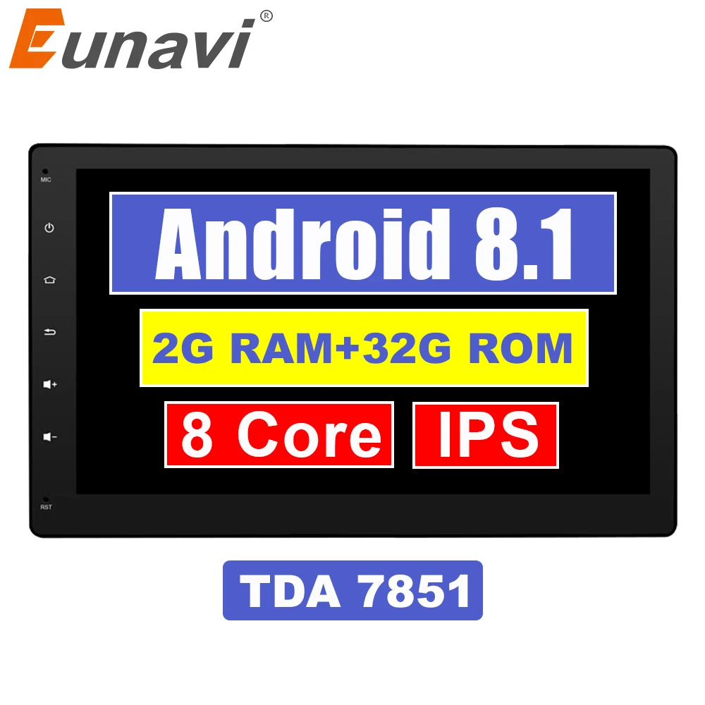 Eunavi 2G ram Универсальный 2 Din Android 8 1 автомобильный Радио Стерео gps Navi 10 ''большой