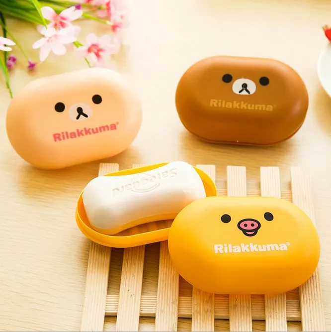 

New.Kawaii Cartoon Soap Box with Lid.Creative Toilet Soap Holder Soap Dish Storage Holder Plate Tray.Creative Kitchen Tools