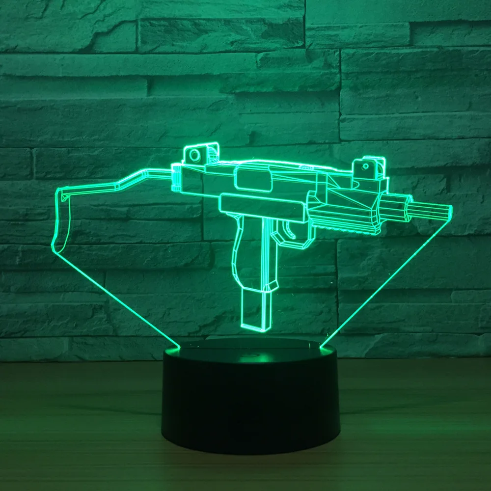 Submachine Gun Modeling 3d Light Touch Remote Control Led Night Light