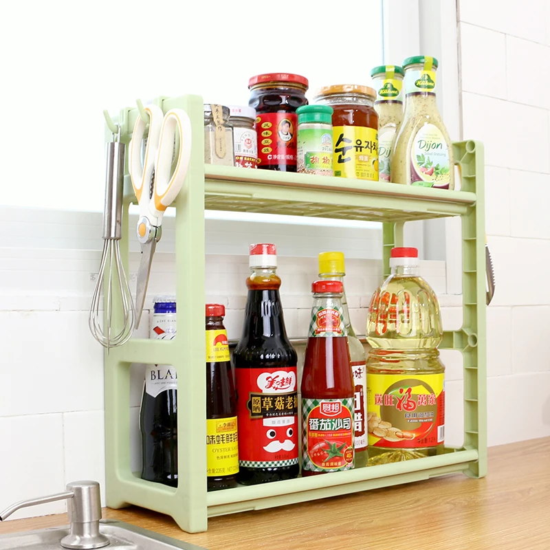 Kitchen racks Spice rack Seasoning Box supplies Oil Salt Vinegar Storage rack Home Put the shelf of soy sauce vinegar LU42417