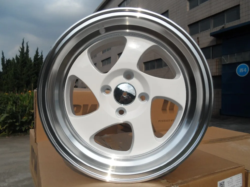 15x8 0 White TMB STYLE STAGGERED WHEEL RIMS W014