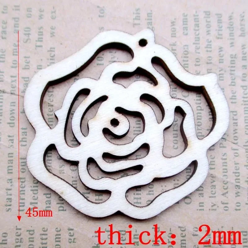 Wooden Craft Embellishment Hollow Rose Flower Cutout Veneers Slices with String for Christmas Wedding Party DIY Crafting | Дом и сад