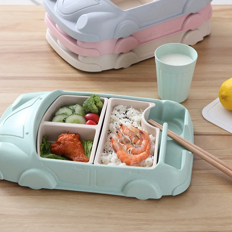 Бамбуковое волокно детский автомобиль форма столовая посуда тарелка лоток креативная детская рисовая чаша мультфильм ударопрочная Милая чашка Ланч коробка