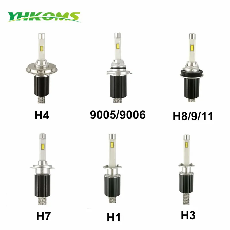 YHKOMS автомобиля светодиодный фар H4 H7 светодиодный H8 H9 H11 9005/HB3 9006/HB4 880/881/H27 H1 H3 9004 9007 H13 автомобильные лампы для фар 6000 К белый свет