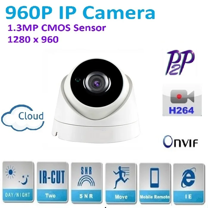 

New type 1280*960P 1.3MP Mini Dome 960P IP Camera support ONVIF P2P H.264 Indoor network IR CUT Night Vision easy Plug and Play,