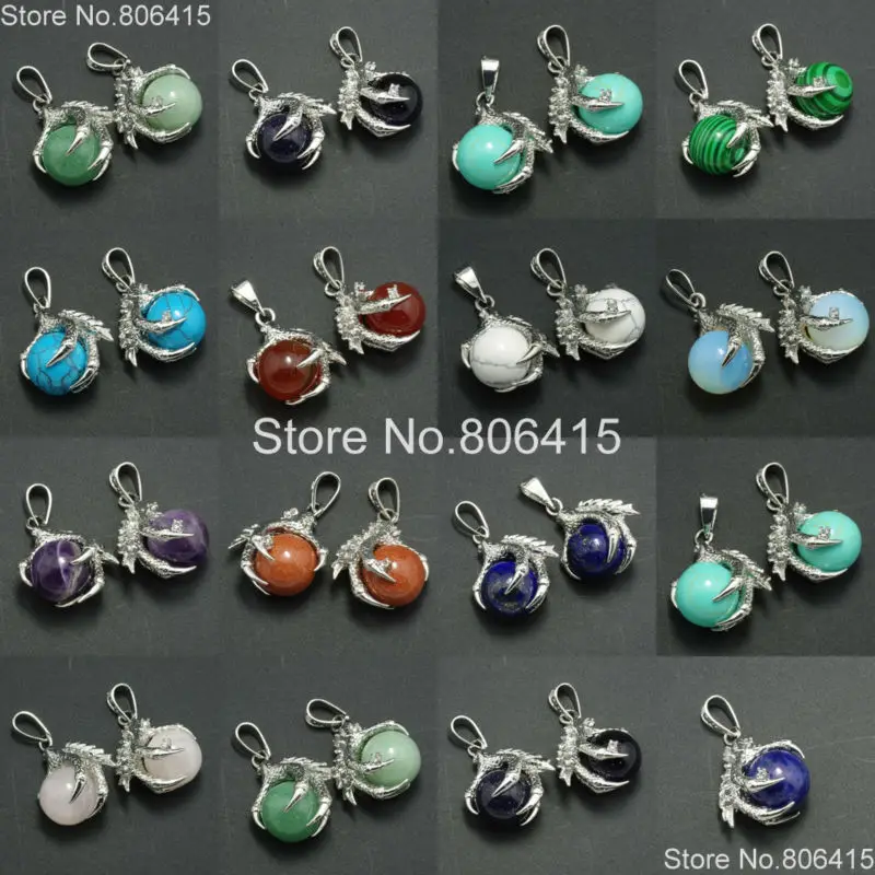 Natural Mixed Gems Stones Dragon Claw Ball Round Healing Reiki Natural Mixed Gems Stones Dragon Claw Ball Round Healing Reiki Chakra Earrings Pendant Beads Jewelry Making