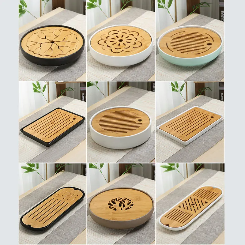 

"KingTeaMall" Tea Trays Saucers Board Bamboo Porcelain Chapan, Ganpaopan, 12 Variations