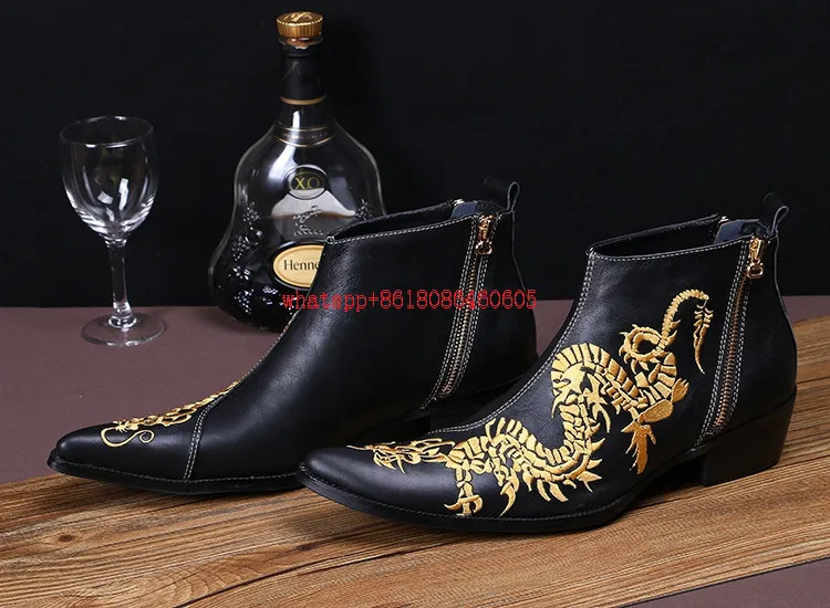 Choudory/ковбойские сапоги Вестерн Hademade; Рабочая обувь с вышивкой Золотого Дракона; мужские модные высокие сапоги; модельные туфли; botas hombre