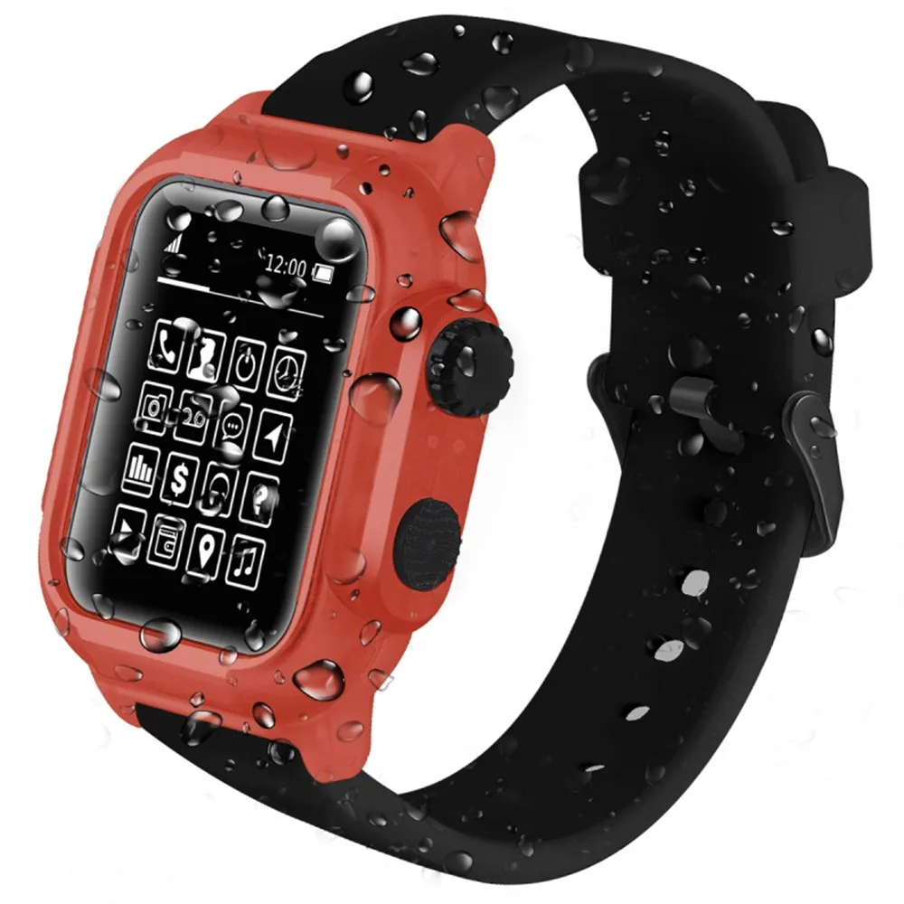 

Sport Strap For Apple Watch Bands 42mm 44mm Waterproof Case for Iwatch Series 4 3 2 1 Wrist Bands Bracelet Protective Cover