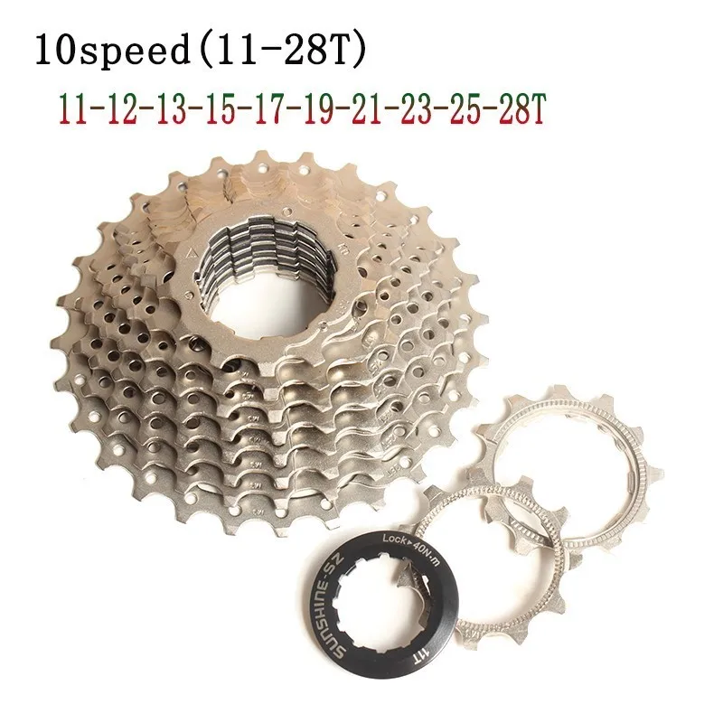 Велосипедная обгонная муфта 10 скоростей 11-28T дорога для обвеса велосипеда Шестерня Freewheel дорожный велосипед Кассетный Маховик Золотой/Серебряный