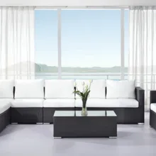 Всепогодный роскошный комплект софы угла ротанга 6 Seater классическая мебель для дома напольный