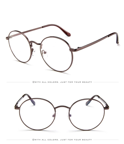 Корейский nerd прозрачный светильник, очки, роскошный фирменный дизайн, полностью металлические круглые очки, оправа, Ретро стиль, для женщин и мужчин, оправа для очков - Цвет оправы: C6