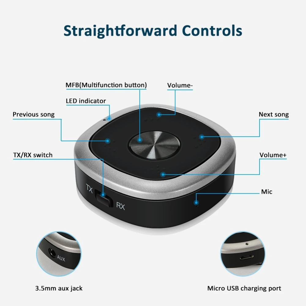 Receptor sem Fio Fone de Ouvido Adaptador com Clipe Bluetooth Aptx Baixa Latência Transmissor Handsfree Casa tv Alto-falante Aux 3.5mm 5.0 hd - Image 2