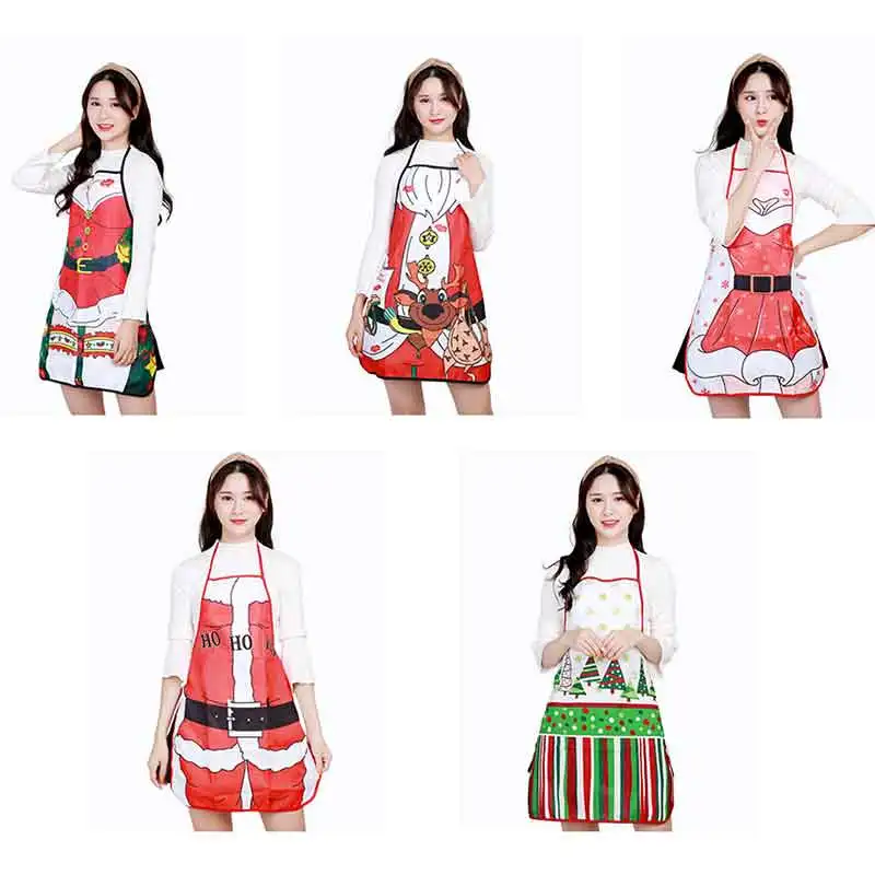 

Nordic Style Apron Xmas Decoration Christmas Kitchen Tree Deer Snow Adults Women Men Dinner Party Baking Accessories Bib Aprons