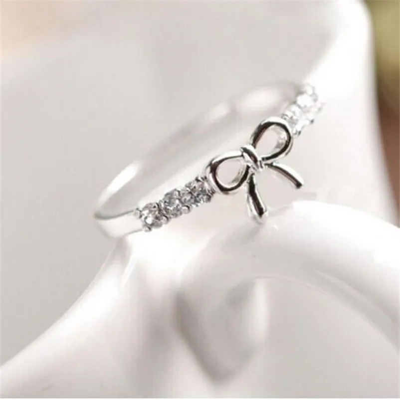 2018 New Arrival Design Jewelry Simple Crystal Bow Ring Fashion Wedding Rings for women Ring Set Anneau Y11#N (1)