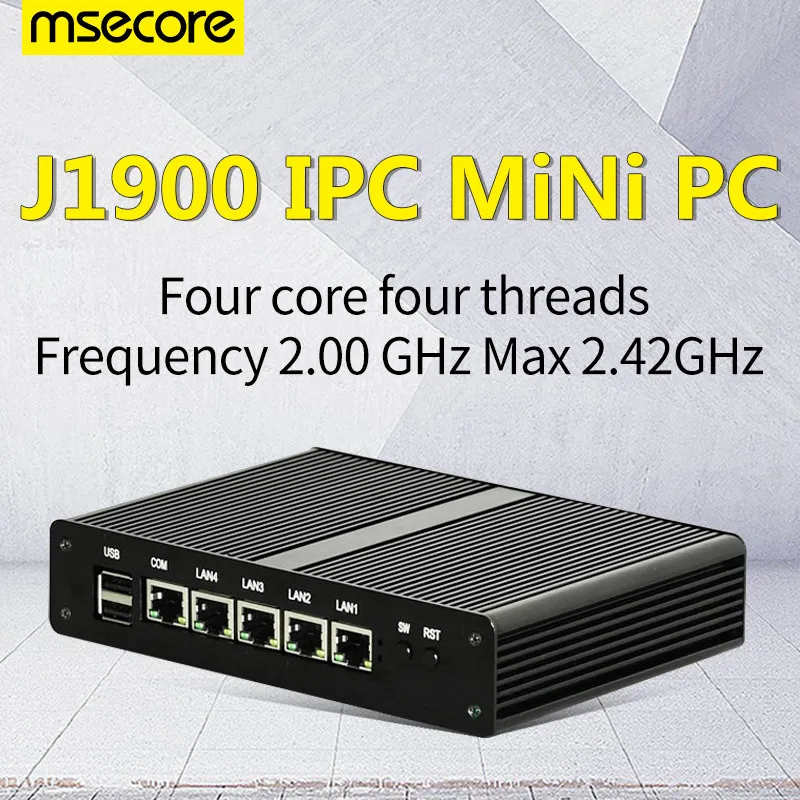 MSECORE J1900 Quad core Мини-безвентиляторный ПК Windows 10 промышленный компьютер linux тонкий клиент barebone брандмауэр маршрутизатор 4 * Gigabit Lan