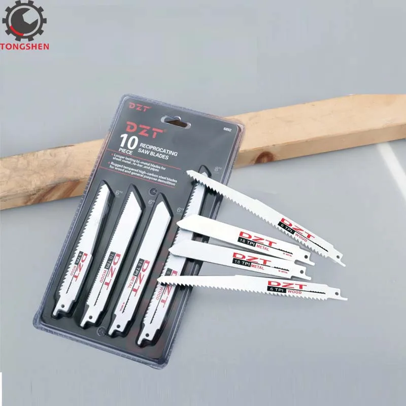 10pcs Reciprocating Saw Blade Set Heavy Wood Demolition Nail-Embedded Wood Cutting Reciprocating Sawzall Saw Blades cutter blades art blade art cutter blade carving cutting general replacement silver stowable 10pcs set durable