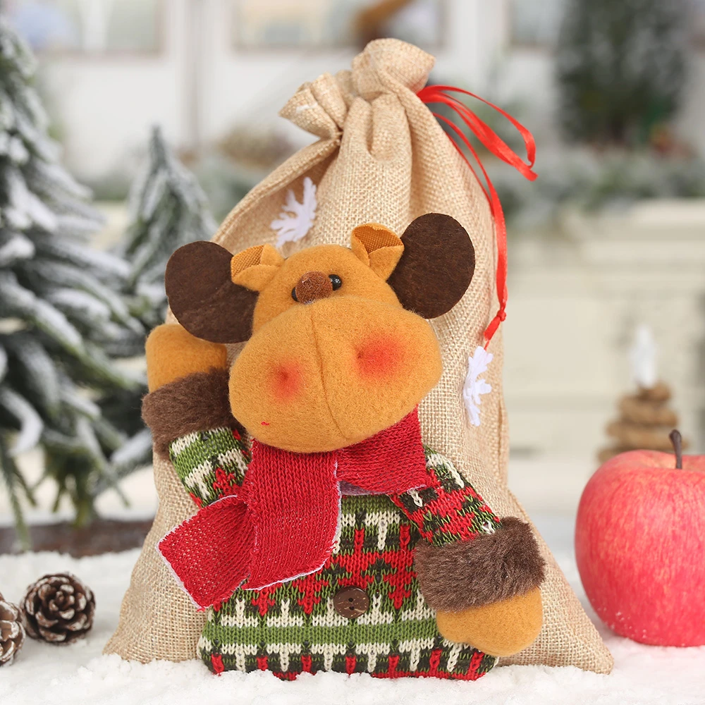 Рождественская Подарочная сумка Санта Снеговик Олень рождественские украшения для дома подарок на год конфетные сумки Подарочная сумка украшения - Цвет: Reindeer