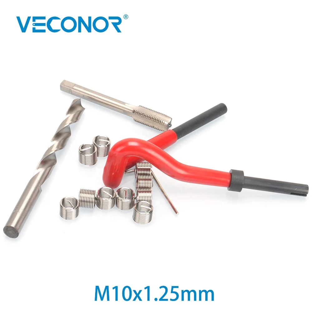

Veconor M10x1.25mm Spark Plug Thread Repair Kit Insert Installnation Tool Stainless Inserts