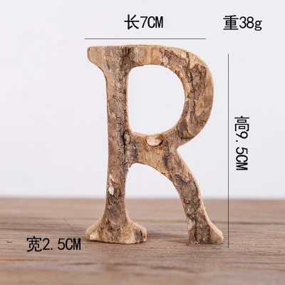 Вместе с корой твердой древесины Ретро Деревянный Английский алфавит номер для кафетерий бар украшение дома Винтаж DIY буквы - Цвет: R