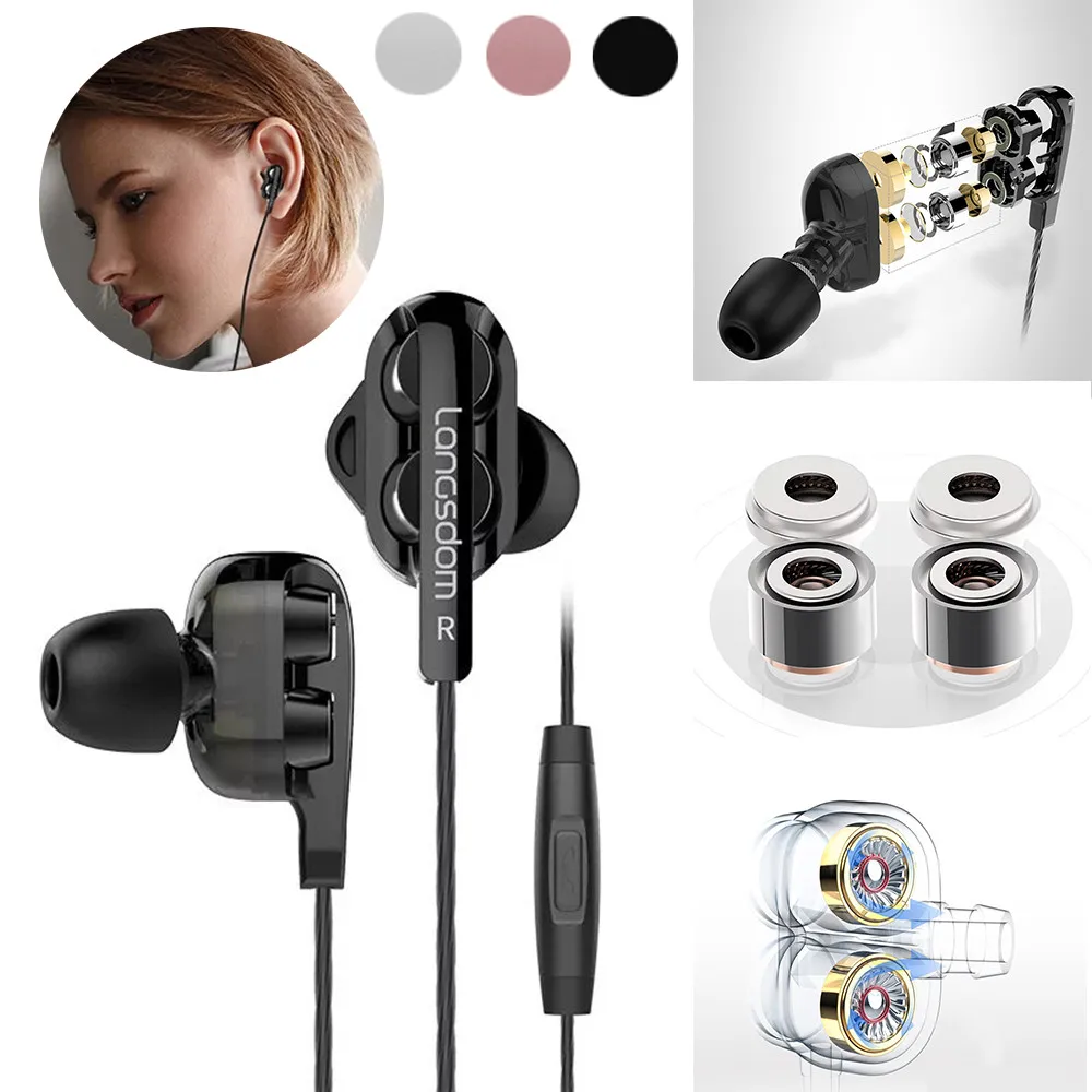 

Music Portable Light Microphone Sports Langsdom Universal 3.5mm In-Ear Stereo Earbuds Earphone Music For Cell Phone Handsfree