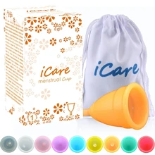 2 pcs iCare Wholesale Reusable Medical Grade Silicone Menstrual Cup Feminine Hygiene Product Lady Menstruation Copo