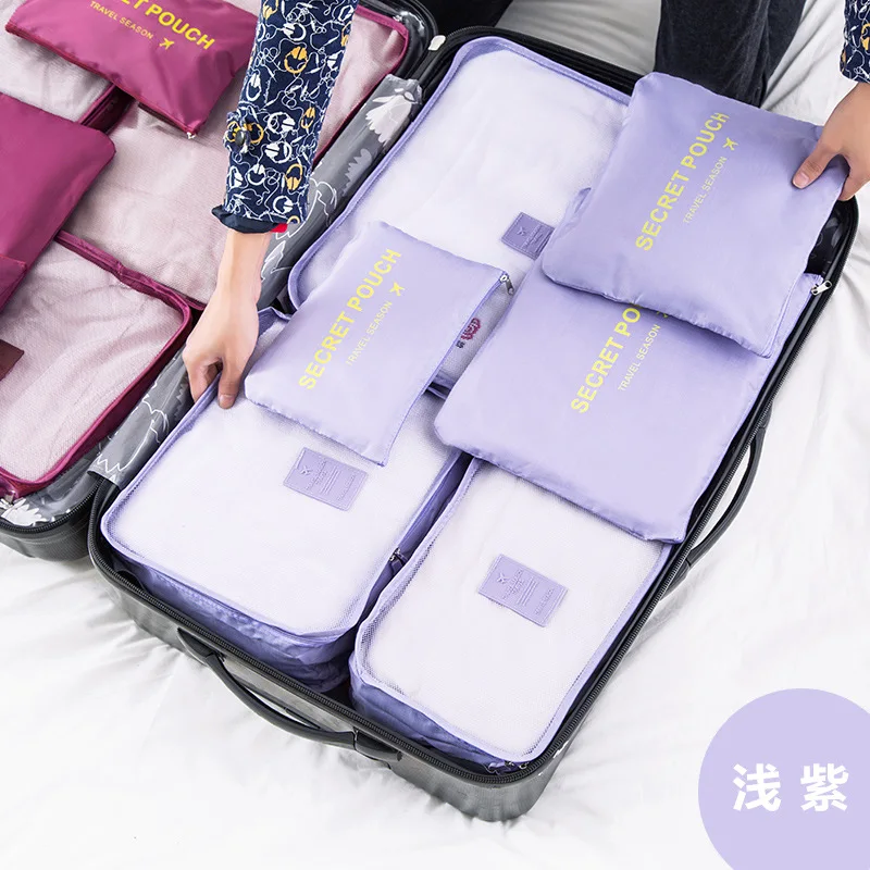 6 в 1 Дорожный чемодан Органайзер наборы сумки для хранения водонепроницаемые сумки для сортировки багажа 6 штук в наборе косметические 10 цветов - Цвет: White