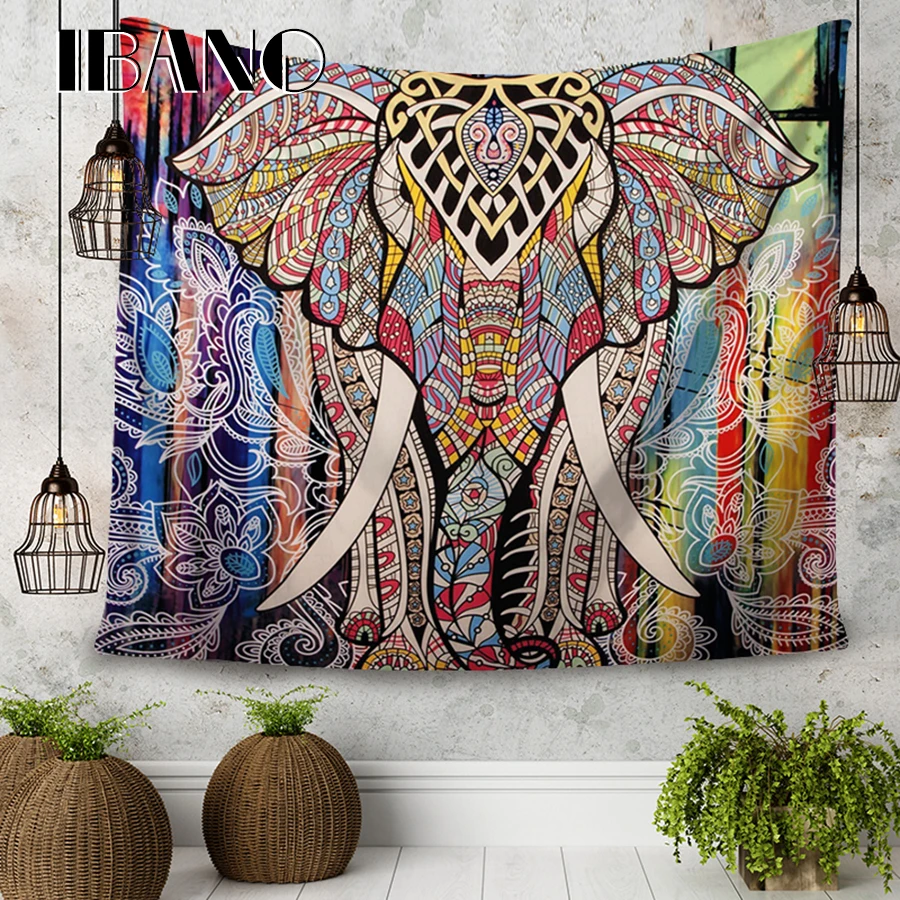 IBANO, индийские мандалы, настенный гобелен в богемном стиле, гобелен с рисунком слона, украшение для спальни, общежития, коврик для йоги, скатерть