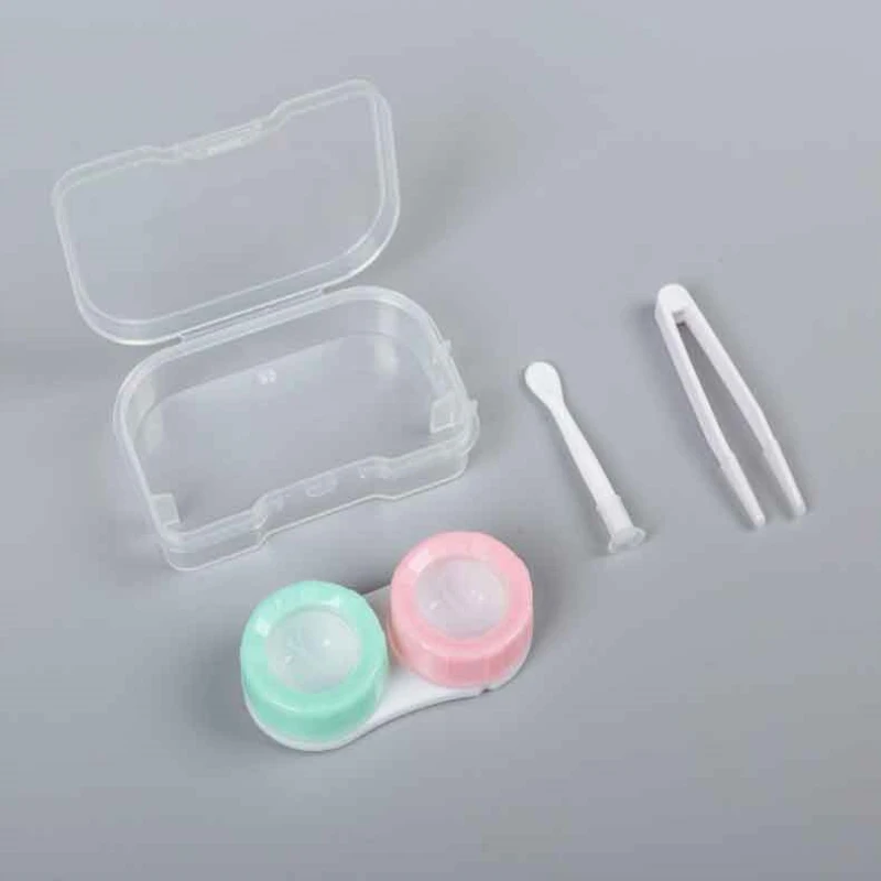 

Random Color Eyeglasses Contact Lens Case Clear Transparent Box Contact Lenses Case L R Eyes Lenses Invisible Glasses Box