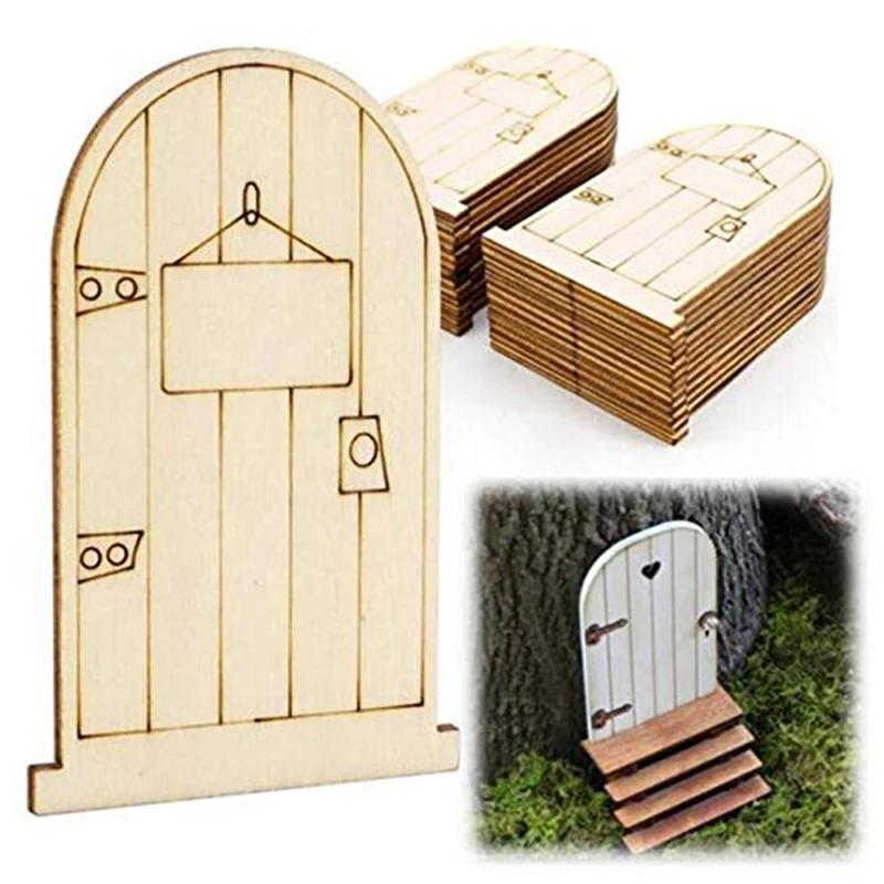 

25PCS/Set Christmas Fairy Garden Door Vintage Home Decor Wood Mini Door Figurines Miniatures Fairy Garden Antique Home Decor