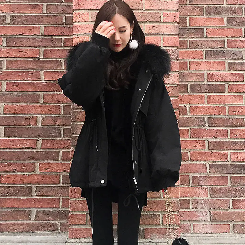 

2019 New Oversized Coats Thick Winter Jacket Women Hooded Fur Collar Down Cotton Coat Long Jacket Female Parkas Mujer Maxi Coats