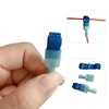 Lot de 50 bornes de fil d'épissure rapide isolées en T, bleu, 2.5 à 4 mm2 AWG, connecteur à sertir, 40% de réduction ► Photo 1/6