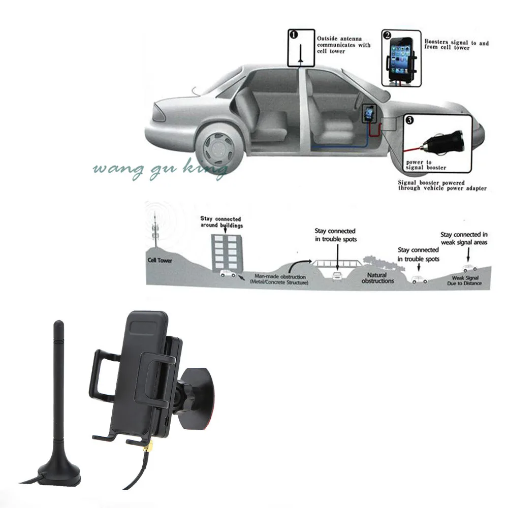 3G 2100MHz GSM WCDMA Cellular Cellphone Signal Booster Car Phone Signal Amplifier LED Power Indicator USB Charger Mount Bracket