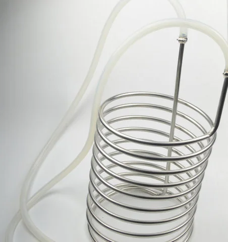 Baratos Enfriador de mosto de inmersión de acero inoxidable preenfriador con instalación de manguera de jardín y bobina de enfriamiento de mosto de línea de cerveza para homebrew