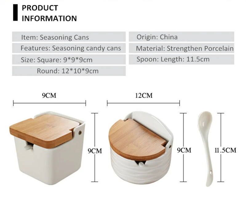 Белый Цвет Творческий приправы банки квадратной и круглой формы Соль для хранения сахара может кухонная утварь 1 компл./лот