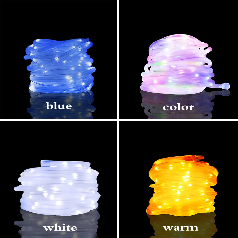 Holiday led String Lights Solar Power Outdoor Waterproof Rope Tube Patio Fairy Lights Garland Christmas Decoration Garden Light  (14)