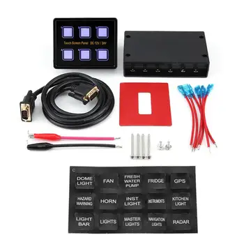 

12V / 24V Switch Panel 6 Gang Touch Screen Control Panel Box LED Switch Panel for Car Boat Universal