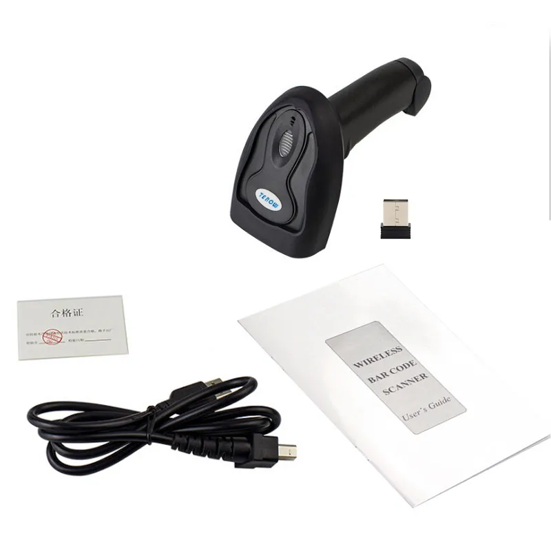 TEROW K2 يده 2.4 جرام اللاسلكية/السلكية 1D الباركود ماسحة قارئ مع USB استقبال التسمية قارئ سعة التخزين ل POS متجر