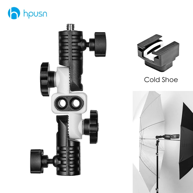 

HPUSN N1 Universal Metal Cold Shoe Mount Flash Hot Shoe Adapter for Trigger Double Umbrella Holder Swivel Light Stand Bracket