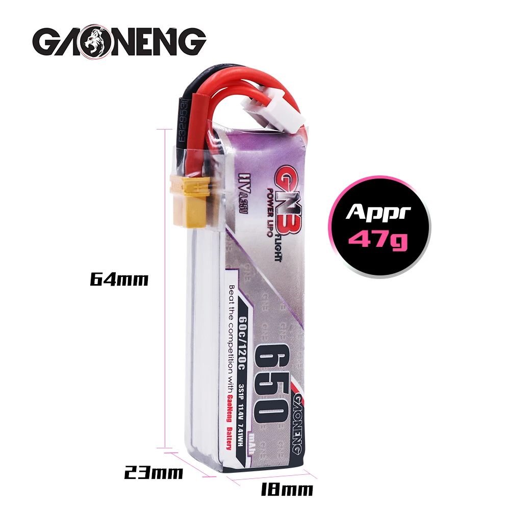 5 шт. Lipo аккумулятор Gaoneng GNB HV 650mAh 60C 1s 2s 3s 4S HV с разъемом PH2.0 XT30 для Emax Tinyhawk Kingkong LDARC TINY