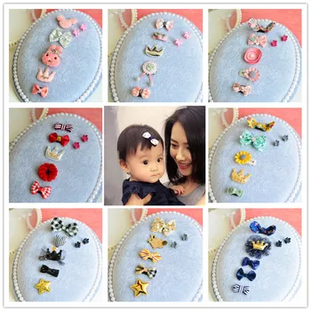 

BalleenShiny 7pcs/set Cute Baby Animal Cartoon Hairpins Toddler Flower Hair Clips Princesses Crown Headwear Accessories