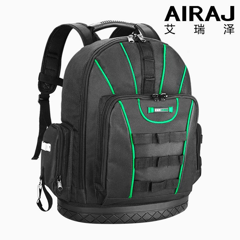 AIRAJ Multi-function Tool Backpack 1680D Waterproof and Wear-resistant Tool Storage Bag for Electrician / Woodworking Tool Bag