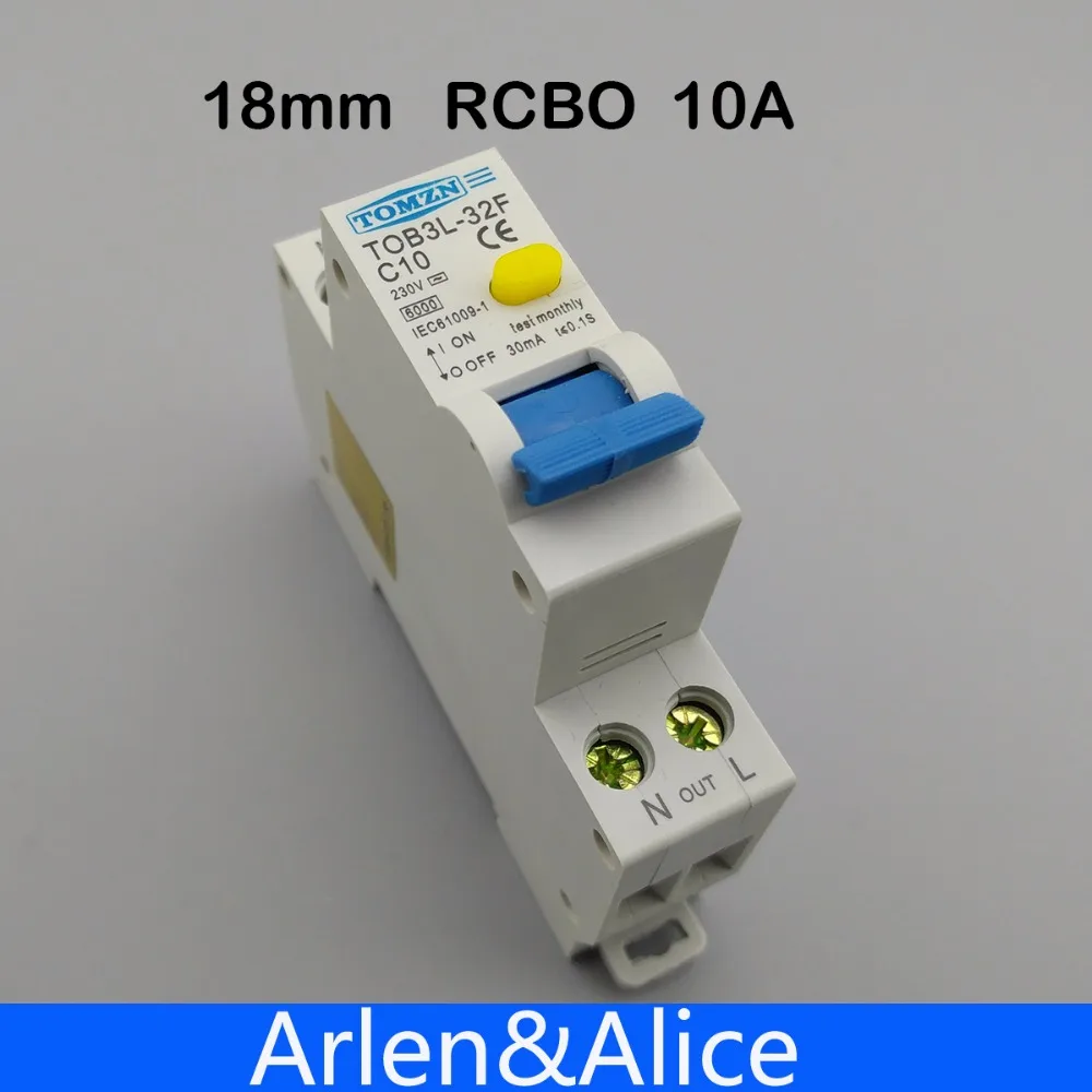TOB3L 32F 18 ММ RCBO 10A 1 P + N 6КА Остаточный ток выключателя с по сравнению нынешним и предохранения от Утечки