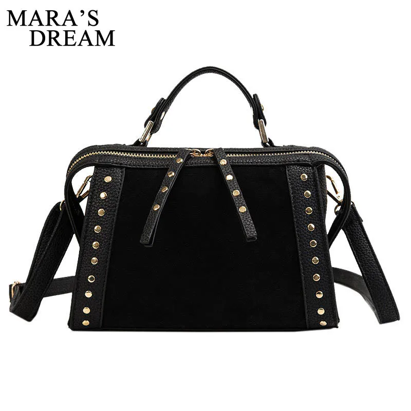 

Mara's Dream 2018 Rivet Chain Bags PU Leather Suede Cross Body Bags For Women Large Hand Bag Leopard Print Shoulder Handbags Bag