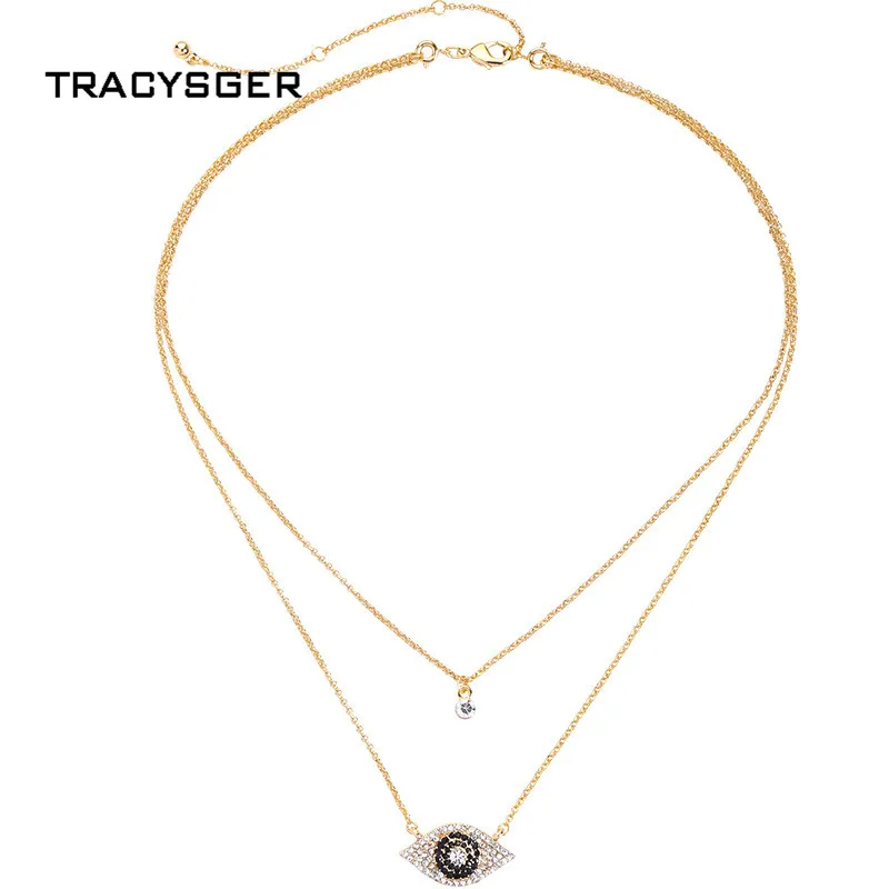

AB-xl02095d /TRACYSGER/Double devil's eye set pendant layer necklace