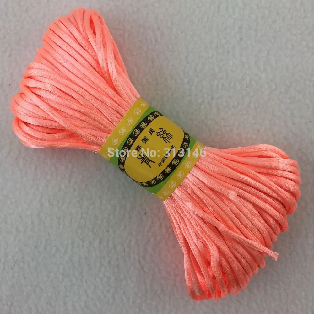 47 цветов 20 м макраме Шелковый китайский узел атласный нейлоновый шнур веревка для DIY ювелирных изделий браслет ожерелье Изготовление Бисероплетение нить 2 мм - Цвет: Peach