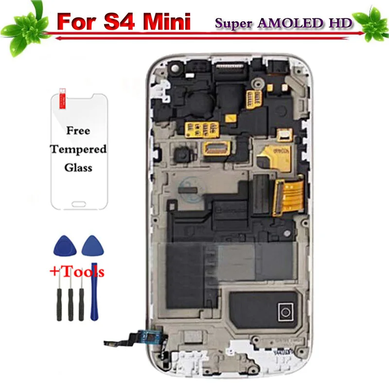 

100% Tested for Samsung Galaxy S4 Mini LCD Display i9190 i9195 Touch Screen Digitizer for Galaxy S4 Mini replacement with frame