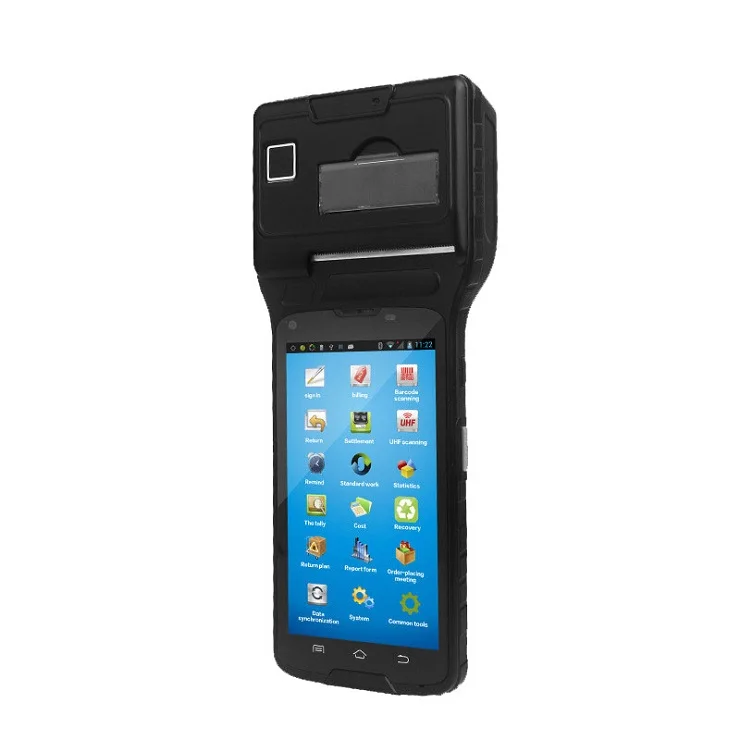 5 بوصة andriod pos قارئ rfid uhf القارئ مع nfc ، 1d الباركود الحرارية طابعة wifi بلوتوث 4 جرام ماسحة LS550S (1d + uhf)