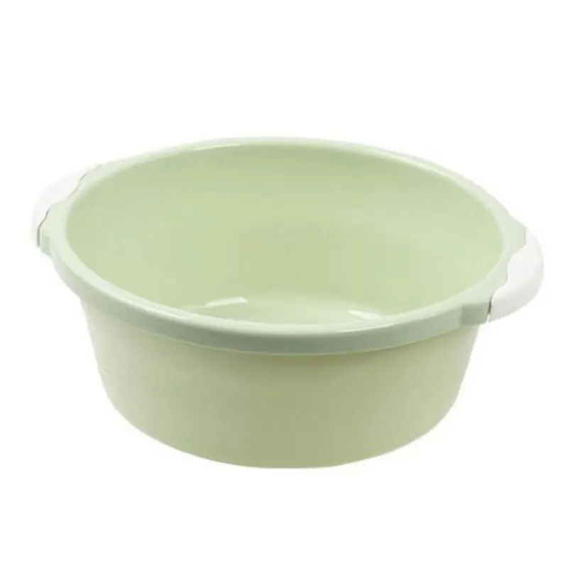 Круглая пластиковая Ванна для умывальника С нескользящими ручками, для мытья одежды, для мытья посуды, портативная ванна, бытовые инструменты для уборки - Цвет: Green L
